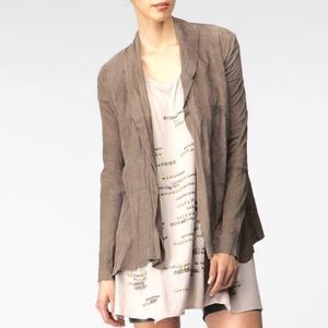 Alysi Creme Leather Shirt Jacket